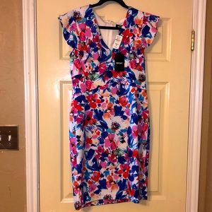 Multicolor dress with ruffle cap sleeves. NWT
